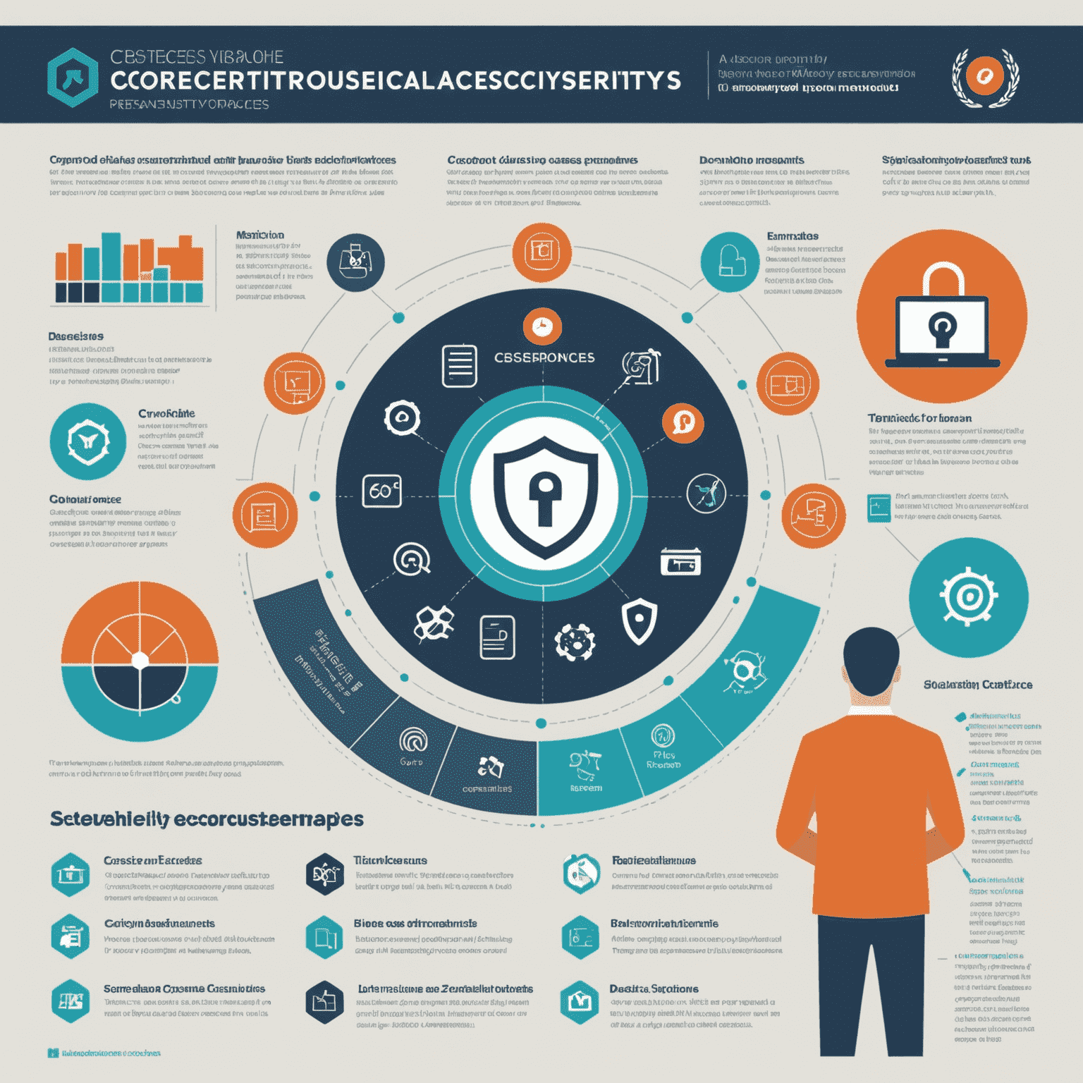 Infographic showing various cybersecurity measures implemented in modern UK workplaces